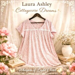 Laura Ashley Pink Floral Cottagecore Nightgown Lounge Dress L